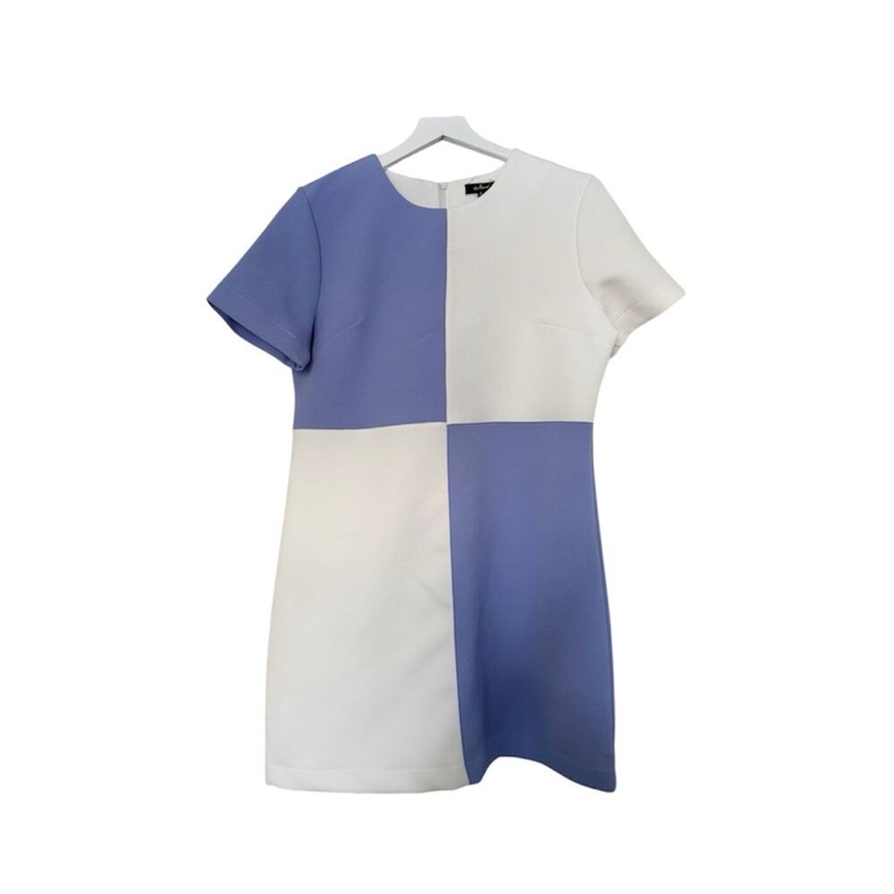 Ces Femme Light Blue/Purple and White Colorblock Shift Dress Size Large